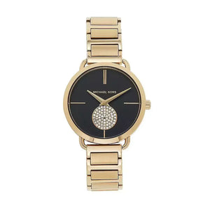 Michael Kors Portia Black Dial Gold Steel Strap Watch for Women - MK3788 Authentic Buy Shop Now