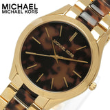 Michael Kors Slim Runway Tortoise Shell Dial Two Tone Steel Strap Watch for Women - MK4284 Authentic Buy Shop Now