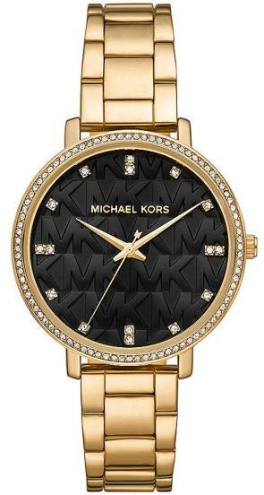 Michael Kors Pyper Three-Hand Black Dial Gold Steel Strap Watch For Women - MK4593 Authentic Buy Shop Now