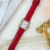 Michael Kors Emery Quartz Diamonds Silver Dial Red Leather Strap Watch For Women - MK4689 Authentic Buy Shop Now