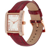 Michael Kors Emery Quartz Diamonds Silver Dial Red Leather Strap Watch For Women - MK4689 Authentic Buy Shop Now