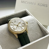 Michael Kors Mini Everest Crystals White Dial Green Leather Strap Watch for Women - MK4720 Authentic Buy Shop Now