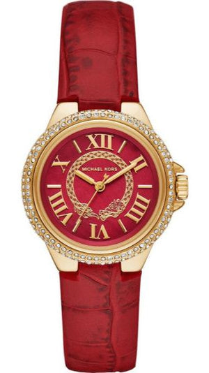 Michael Kors Camille Three-Hand Red Dial Red Leather Strap Watch for Women - MK4750 Authentic Buy Shop Now