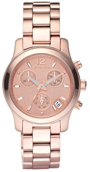 Michael Kors Runway Chronograph Rose Gold Dial Rose Gold Steel Strap Watch for Women - MK5430 Authentic Buy Shop Now