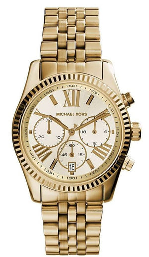 Michael Kors Lexington Chronograph Gold Dial Gold Steel Strap Watch for Women - MK5556 Authentic Buy Shop Now