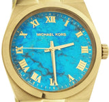 Michael Kors Channing Turquoise Dial Gold Steel Strap Watch For Women - MK5894 Authentic Buy Shop Now