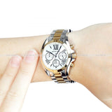 Michael Kors Bradshaw Chronograph Silver Dial Two Tone Steel Strap Watch For Women - MK5912 Authentic Buy Shop Now