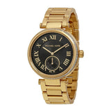Michael Kors Skylar Black Dial Gold Steel Strap Watch for Women - MK5989 Authentic Buy Shop Now