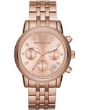 Michael Kors Ritz Chronograph Rose Gold Dial Rose Gold Steel Strap Watch for Women - MK6077 Authentic Buy Shop Now
