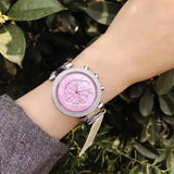 Michael Kors Parker Chronograph Pink Dial Silver Steel Strap Watch For Women - MK6105 Authentic Buy Shop Now