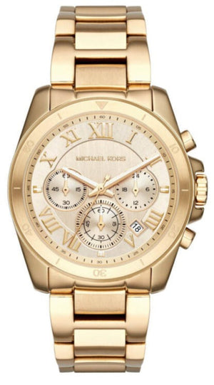 Michael Kors Brecken Chronograph Gold Dial Gold Steel Strap Watch For Women - MK6366 Authentic Buy Shop Now