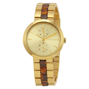 Michael Kors Garner Multifunction Gold Dial Two Tone Steel Strap Watch For Women - MK6471 Authentic Buy Shop Now
