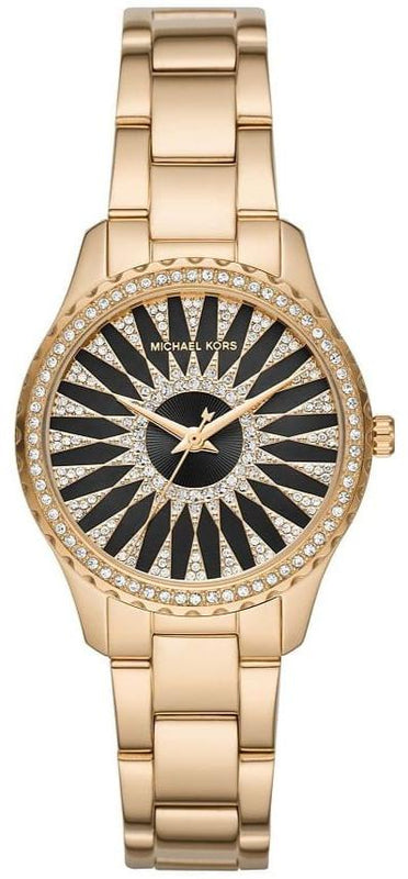 Michael Kors Layton Quartz Black Dial Gold Steel Strap Watch For Women - MK6892 Authentic Buy Shop Now