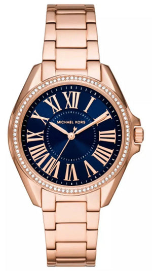 Michael Kors Kacie Three Hand Black Dial Rose Gold Steel Strap Watch for Women - MK6930 Authentic Buy Shop Now
