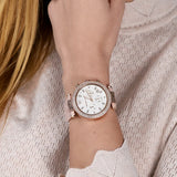 Michael Kors Parker Chronograph White Dial Pink Leather Strap Watch For Women - MK6935 Authentic Buy Shop Now