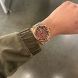 Michael Kors Lennox Three Hand Crystals Rose Gold Dial Rose Gold Steel Strap Watch For Women - MK6992 Authentic Buy Shop Now