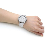Michael Kors Runway Three Hand White Dial White Leather Strap Watch For Women - MK6998 Authentic Buy Shop Now