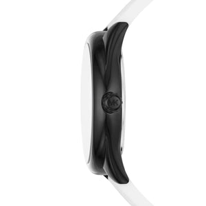 Michael Kors Janelle Three Hand Black Dial White Rubber Strap Watch For Women - MK7137 Authentic Buy Shop Now
