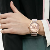 Michael Kors Janelle Three Hand Rose Gold Dial Pink Rubber Strap Watch For Women - MK7139 Authentic Buy Shop Now