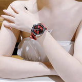 Michael Kors Janelle Three Hand Red Dial Red Rubber Strap Watch For Women - MK7144 Authentic Buy Shop Now