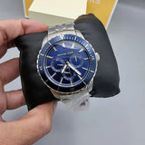 Michael Kors Cunningham Multifunction Blue Dial Silver Steel Strap Watch For Men - MK7153 Authentic Buy Shop Now