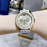 Michael Kors Jessa Multifunction Gold Dial White Leather Strap Watch For Women - MK7204 Authentic Buy Shop Now