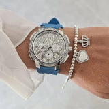 Michael Kors Sidney Multifunction Crystals Silver Dial Blue Rubber Strap Watch for Women - MK7220 Authentic Buy Shop Now