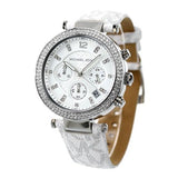 Michael Kors Parker Chronograph White Dial White Leather Strap Watch For Women - MK7226 Authentic Buy Shop Now