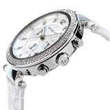 Michael Kors Parker Chronograph White Dial White Leather Strap Watch For Women - MK7226 Authentic Buy Shop Now