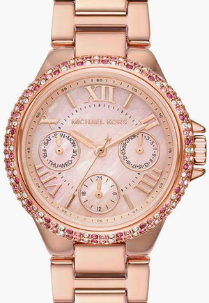 Michael Kors Mini Camille Multifunction Rose Gold Dial Rose Gold Steel Strap Watch For Women - MK7273 Authentic Buy Shop Now