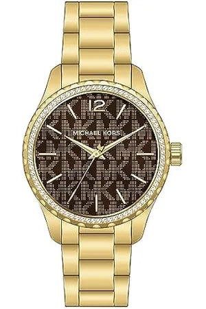 Michael Kors Layton Chronograph Brown Dial Gold Steel Strap Watch For Women - MK7296 Authentic Buy Shop Now