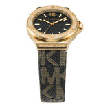 Michael Kors Lennox Three Hand Black Dial Black Leather Strap Watch For Women - MK7307 Authentic Buy Shop Now