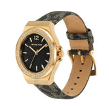 Michael Kors Lennox Three Hand Black Dial Black Leather Strap Watch For Women - MK7307 Authentic Buy Shop Now