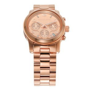 Michael Kors Runway Chronograph Rose Gold Dial Rose Gold Steel Strap Watch For Women - MK7324 Authentic Buy Shop Now