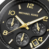 Michael Kors Runway Chronograph Black Dial Black Silicone Strap Watch For Women - MK7385 Authentic Buy Shop Now