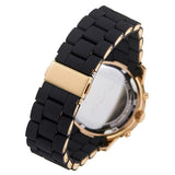 Michael Kors Runway Chronograph Black Dial Black Silicone Strap Watch For Women - MK7385 Authentic Buy Shop Now