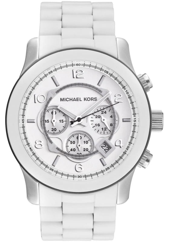 Michael Kors Oversize White Dial White Steel Strap Watch for Men - MK8108 Authentic Buy Shop Now