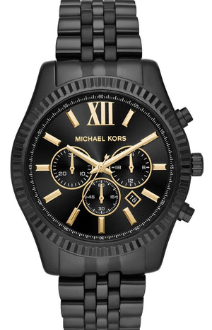 Michael Kors Lexington Chronograph Black Dial Black Steel Strap Watch for Men - MK8603 Authentic Buy Shop Now