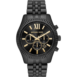 Michael Kors Lexington Chronograph Black Dial Black Steel Strap Watch for Men - MK8603 Authentic Buy Shop Now
