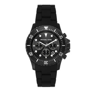 Michael Kors Everest Chronograph Black Dial Black Silicone Strap Watch For Men - MK8980 Authentic Buy Shop Now