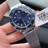 Michael Kors Everest Quartz Blue Dial Silver Mesh Bracelet Watch For Men - MK9082 Authentic Buy Shop Now