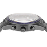 Michael Kors Accelerator Chronograph Blue Dial Grey Steel Strap Watch For Men - MK9111 Authentic Buy Shop Now