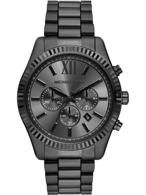 Michael Kors Lexington Chronograph Black Dial Black Steel Strap Watch for Men - MK9154 Authentic Buy Shop Now