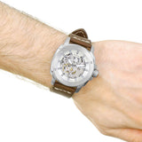 Fossil Modern Machine Automatic Skeleton White Dial Brown Leather Strap Watch for Women - ME3083 Authentic Buy Shop Now