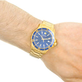 Movado Series 800 Blue Dial Gold Steel Strap Watch For Men - 2600144 Authentic Buy Shop Now