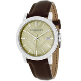 Burberry The City Gold Dial Brown Leather Strap Watch for Men - BU9011 Authentic Buy Shop Now