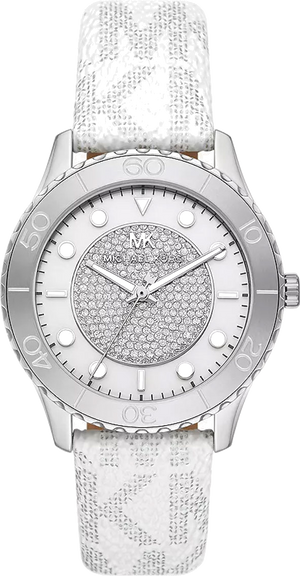 Michael Kors Runway Three Hand White Dial White Leather Strap Watch For Women - MK6998 Authentic Buy Shop Now