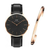Daniel Wellington Classic Sheffield Black Dial Black Leather Strap Watch For Women - DW00100139 Authentic Buy Shop Now