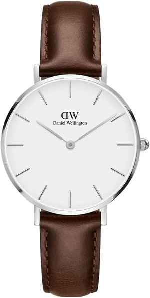 Daniel Wellington Classic Petite White Dial Brown Leather Strap Watch For Women - DW00100239 Authentic Buy Shop Now