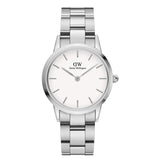 Daniel Wellington Iconic Link White Dial Silver Steel Strap Watch For Women - DW00100205 Authentic Buy Shop Now